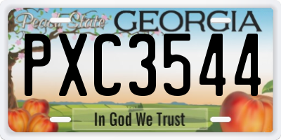 GA license plate PXC3544