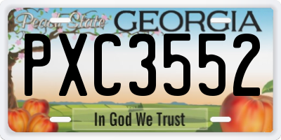 GA license plate PXC3552