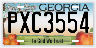 GA license plate PXC3554