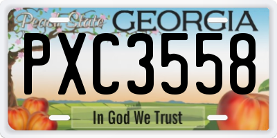 GA license plate PXC3558
