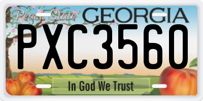 GA license plate PXC3560