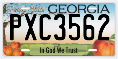 GA license plate PXC3562