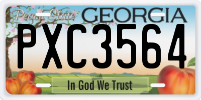GA license plate PXC3564