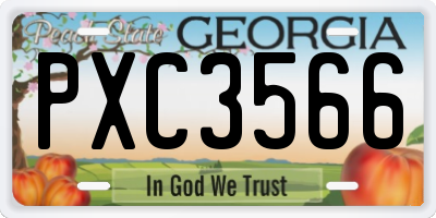 GA license plate PXC3566