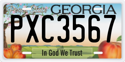 GA license plate PXC3567