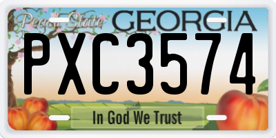 GA license plate PXC3574