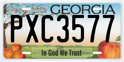 GA license plate PXC3577