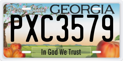 GA license plate PXC3579