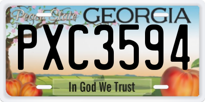 GA license plate PXC3594