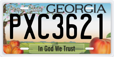 GA license plate PXC3621