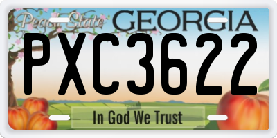 GA license plate PXC3622