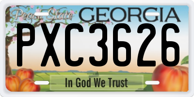 GA license plate PXC3626