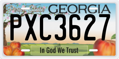 GA license plate PXC3627