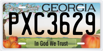 GA license plate PXC3629