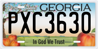 GA license plate PXC3630