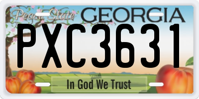 GA license plate PXC3631