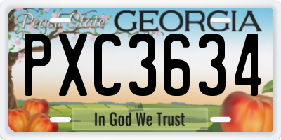 GA license plate PXC3634