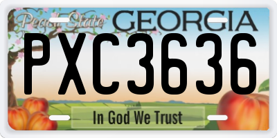GA license plate PXC3636