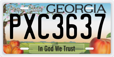 GA license plate PXC3637