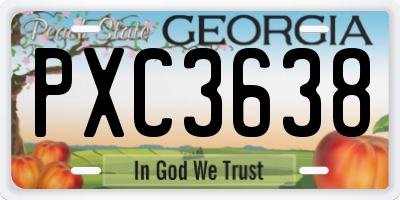 GA license plate PXC3638