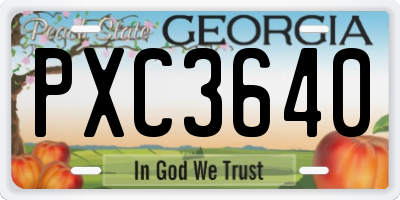GA license plate PXC3640
