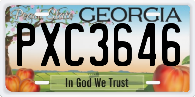 GA license plate PXC3646