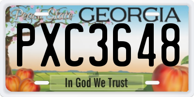 GA license plate PXC3648
