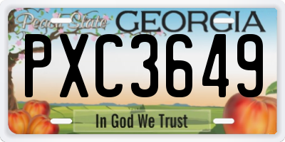 GA license plate PXC3649