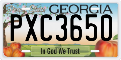 GA license plate PXC3650