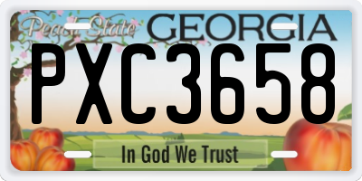 GA license plate PXC3658