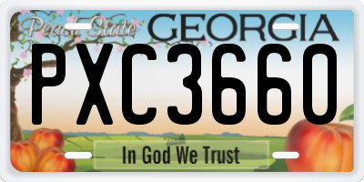 GA license plate PXC3660