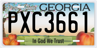 GA license plate PXC3661