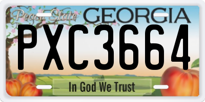 GA license plate PXC3664