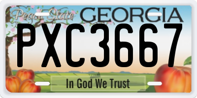 GA license plate PXC3667