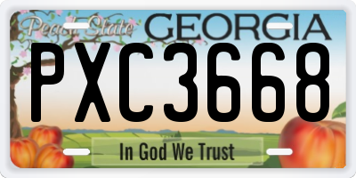 GA license plate PXC3668