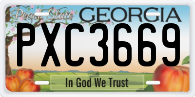 GA license plate PXC3669