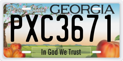 GA license plate PXC3671