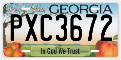 GA license plate PXC3672