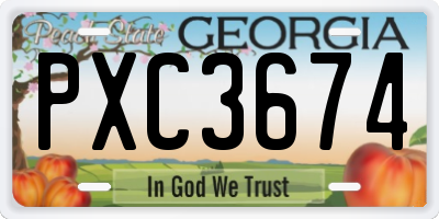 GA license plate PXC3674
