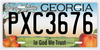 GA license plate PXC3676