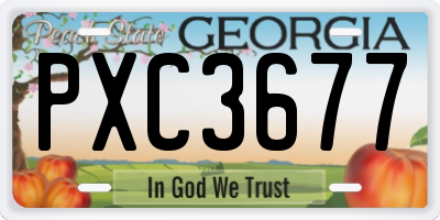 GA license plate PXC3677