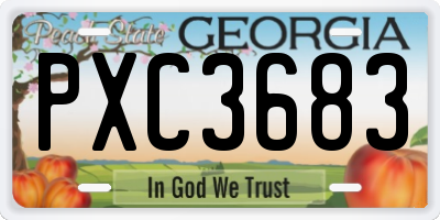 GA license plate PXC3683