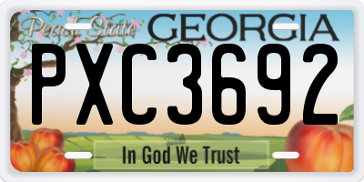 GA license plate PXC3692