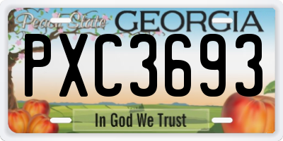 GA license plate PXC3693