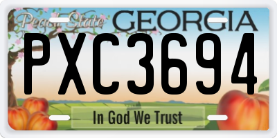 GA license plate PXC3694