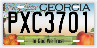 GA license plate PXC3701
