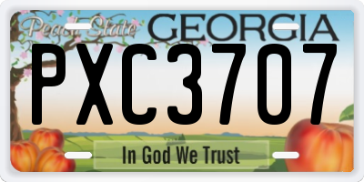 GA license plate PXC3707
