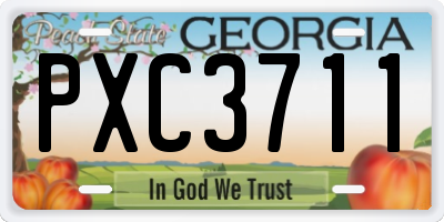 GA license plate PXC3711