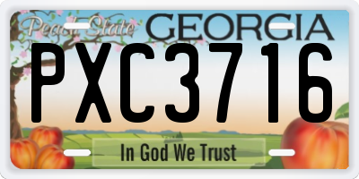 GA license plate PXC3716