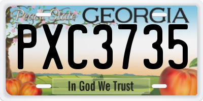 GA license plate PXC3735